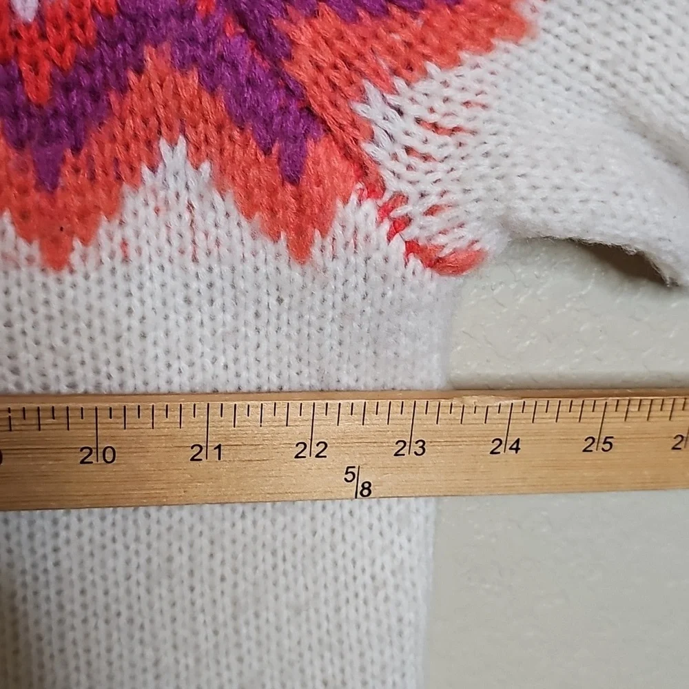 Aerie Vibrant Coral Fairisle‎ Patterned Oversized Turtleneck Sweater Large